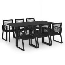 Outdoor patio furniture comes in a range of durable materials to withstand the elements. 7 Piece Outdoor Dining Set Pvc Rattan Black
