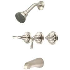 Today's bathtub faucets go beyond functional, with designs and styles available to fit any tub you choose. Olympia Faucets Elite 3 Handle 1 Spray Tub And Shower Faucet In Brushed Nickel Valve Included P 3230 Bn The Home Depot Shower Faucet Tub And Shower Faucets Shower Tub