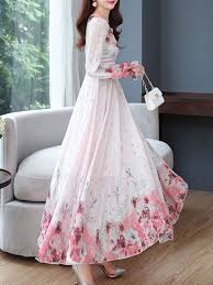 V Neck Floral Printed Maxi Dress Callabuy Com Printed Maxi Dress Printed Wedding Dress Dresses
