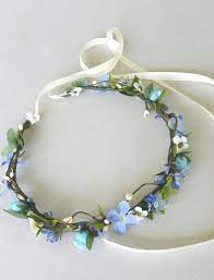 Cornflower Blue Flower Crown Periwinkle Bridesmaid Bridal Wedding Hair Wreath Accessories Headband F Blue Flower Crown Flower Girl Halo Cornflower Blue Wedding