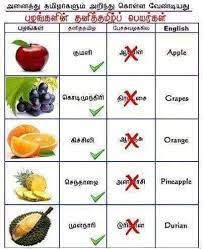 Real Fruit Names In Tamil Tamil Language Fruit Names Printable Preschool Worksheets