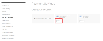 To add or remove a payment method from your account: How Do I Update My Credit Card Information Help Center