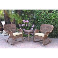 Mistana Jaylyn 3 Piece Rattan Conversation Set With Cushions Frame Color Honey Fabric Ivory In 2020 Outdoor Wicker Furniture Conversation Set Patio Rocker Chairs