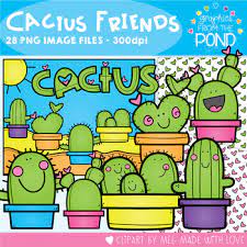 These friendly cacti are spine free and require no water! Cactus Friends Clipart Set Find A Cute Bunch Of Cactus Images In This Set For Your Personal And Commercial Teaching Res Clip Art Clip Art Freebies Teacher Life