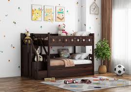 Buy Blossom Bunk Bed Walnut Finish Online In India Wooden Street