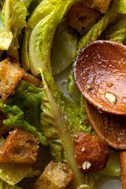 Green Garlic Caesar Salad With Anchovy Croutons Recipe Recipe Salad Recipes Caesar Salad Recipe Caesar Salad
