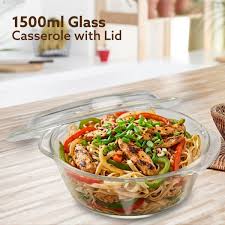 AGARO Elite Glass Casserole 1500ml