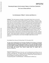The bank had obtained approval from the china banking regulatory commission and the central bank of brazil to set up a brazilian branch in 2007 and 2008, respectively. Measuring The Impact Of The Investment Climate On Total Factor Productivity The Cases Of China And Brazil
