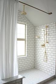 Modern And Minimalistic Design For A Walk In Shower With An Brick Tiles Bathroom White Brick Tiles Bathrooms Remodel