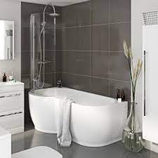 Mode Harrison Left Handed P Shaped Shower Bath And Shower Screen Freestanding Bath With Shower Shower Over Bath Shower Screen