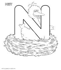 Free printable n coloring page for kids to download, alphabets coloring pages. Big Bird In A Nest And The Letter N Seasame Street Coloring Pages Coloring Pages Printable Com