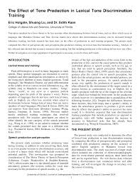 The Effect of Tone Production in Lexical Tone Discrimination Training