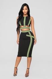 Neon Lights Skirt Set Black Neon Green Neon Outfits Black Neon Neon Green