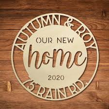 Personalized Names Our New Home Circle Wood Sign Custom Street Address Plaque Laser Cut Wooden Home Sign Front Porch Decor Plaques Signs Aliexpress