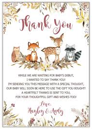 Sending thank you cards for a baby shower is a lot like sending them for any event. Woodland Animals Baby Shower Thank You Cards