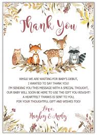 Otherwise, choose ones that reflect your style, or indulge in the sweetest designs you can find. Woodland Animals Baby Shower Thank You Cards