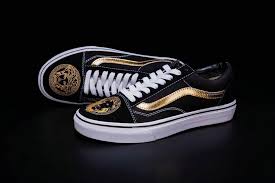 Black And Gold Vans Old Skool Versace X Vans Classic Old Skool Black Gold White Zw04 Shoe Vans For Sale Vans Vans Classic Old Skool Vans Vans Classic
