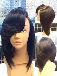 Medium Side Fringe Straight Inverted Bob Synthetic Wig Angled Bob Haircuts Long Bob Hairstyles Bob Hairstyles