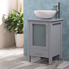 Buy online and enjoy free shipping of your bath vanity. Qierao 20 Bathroom Vanity With Sink Combo Stand Cabinet And White Ceramic Vessel Sink And Stainless Steel Faucet Grey Vessel Sinks Amazon Canada