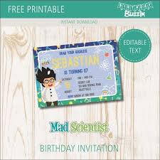 Free Printable Mad Scientist Birthday Party Invitations Birthday Buzzin Party Invite Template Science Party Invitations Science Invitations