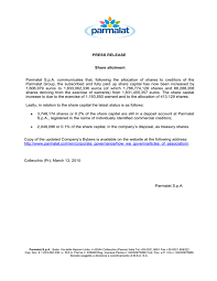 Offerte banca monte dei paschi collecchio superbonus 110%: Press Release Share Allotment Parmalat S P A Communicates