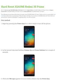 Hard Reset XIAOMI Redmi 3S Prime ...