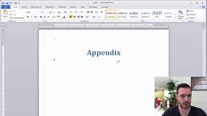 Centre the label and title. How To Add An Appendix To A Word Document Youtube