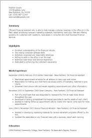 Finance assistant objective statement examples for resume. Financial Assistant Resume Template Myperfectresume