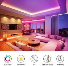Using an led light strip, you can create amazing patterns and shapes on the living room ceiling.an ingenious way would be to line up the strips and create a border for a false ceiling to accentuate the otherwise flat surface. 65 6ft Led Strip Lights Ultra Long Rgb 5050 Led Strips With Remote Controller Color Changing Tape Light For Bedroom Room Kitchen Bar