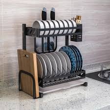 What makes stainless steel sinks? Kitchen Dining Bar Classic Compact Stainless Steel Kitchen Dish Drainer Rack Clear Utensil Holder Home Garden