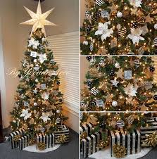 White Black And Gold Christmas Tree Custom Made Ornaments Gold Christmas Decorations Black Christmas Trees Gold Christmas Tree Decorations