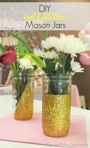 We are using a mason jar lid for this one, but you could also get the same effect by just painting the top of a regular jar with glue. Diy Gold Glitter Mason Jars Clever Bloom
