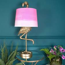 Brass Flamingo Table Lamp Ombre Shade Floor Lamp Bedroom Table Lamp Funky Home Decor