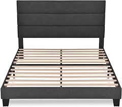allewie queen size platform bed frame with fabric upholstered headboard and wooden slats ful fabric upholstered bed bed frame and headboard platform bed frame