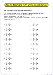 How to add fractions with unlike denominators with 3 fractions. The Best Free Fraction Worksheet Generators Free Printable Worksheets
