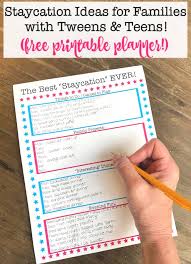 It does take a little effort to do it right. Staycation Ideas With Tweens Teens Free Printable Staycation Planner Momof6