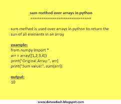 Data W Dash Sum Method Over Arrays In Python In 2020 Method Data Science Sum