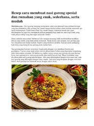 Resep Cara Membuat Nasi Goreng Spesial Dan Rumahan Yang Enak
