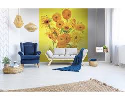 Biete ein bild von van goch, cafeterasse am abend, kunstdruck ramen blau, größe 98 x 86. Vlies Fototapete Sonnenblumen Von Vincent Van Gogh 225 X 250 Cm Dimex Line De