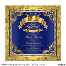 Gold Crown Royal Blue Fancy Prince Baby Shower Invitation Zazzle Com Prince Baby Shower Invitations Royal Blue And Gold Baby Shower Invitations