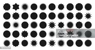 Set Of Star Shapes Polygonal Elements Black Geometric Design ...