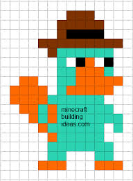 Perry The Platypus Pixel Art Pattern Minecraft Pixel Art Pixel Art Templates