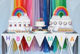 Boho rainbow birthday party decorations, bohemian rainbow theme happy birthday banner, cake toppers, boho rainbow balloon garland for boho rainbow neutral baby shower birthday party supplies. Rainbow Birthday Party Ideas Rainbow Party Ideas At Birthday In A Box