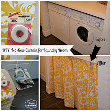 It is pretty easy to use a rod and curtain to cover up the curtain area when necessary. Diy A No Sew Curtain In The Laundry Room The Happy Housie