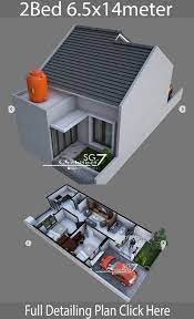 2 Bedrooms Home Design Plan 6 5x14m Home Design With Plansearch Home Design Plan Home Design Plans House Design