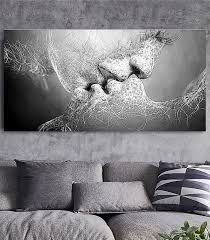 Black And White Kiss Canvas Black White Love Kiss Abstract Art Home Canvas Painting Wall Art Picture Print Ebay Frames For Canvas Paintings Oil Painting Abstract Abstract Wall Art