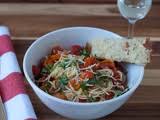 Combine the cherry tomatoes, 1/2 cup olive oil, garlic, basil leaves, red pepper flakes, 1 teaspoon salt, and the pepper in a large bowl. Very Good Recipes Of Pasta From Marin Mama Cooks