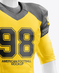 Download American Football Kit Mockup With Mannequin Half Side View In Apparel Mockups On Yellow Images Object Mockups