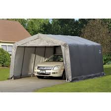 We upgraded our shelterlogic garage in a box 12x20x8 to the 21.5 polyvinyl cover. Shelterlogic Garage In A Box Compact 12 X 16 X 8 Peak Style Garage Gray Walmart Com Portable Garage Car Shelter Instant Garage