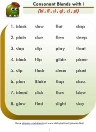 When kids learn consonant blends, it not only helps their speech, but their reading and spelling skills, too! Consonant Blends Bl Cl Fl Gl Pl Sl Word List And Sentences